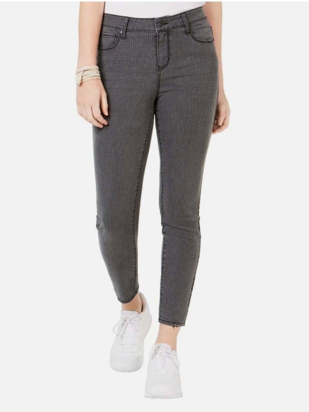 Macy's Vanilla Star Mid Rise Skinny Jeans - Gray Pinstripe - Size 26/Size 3